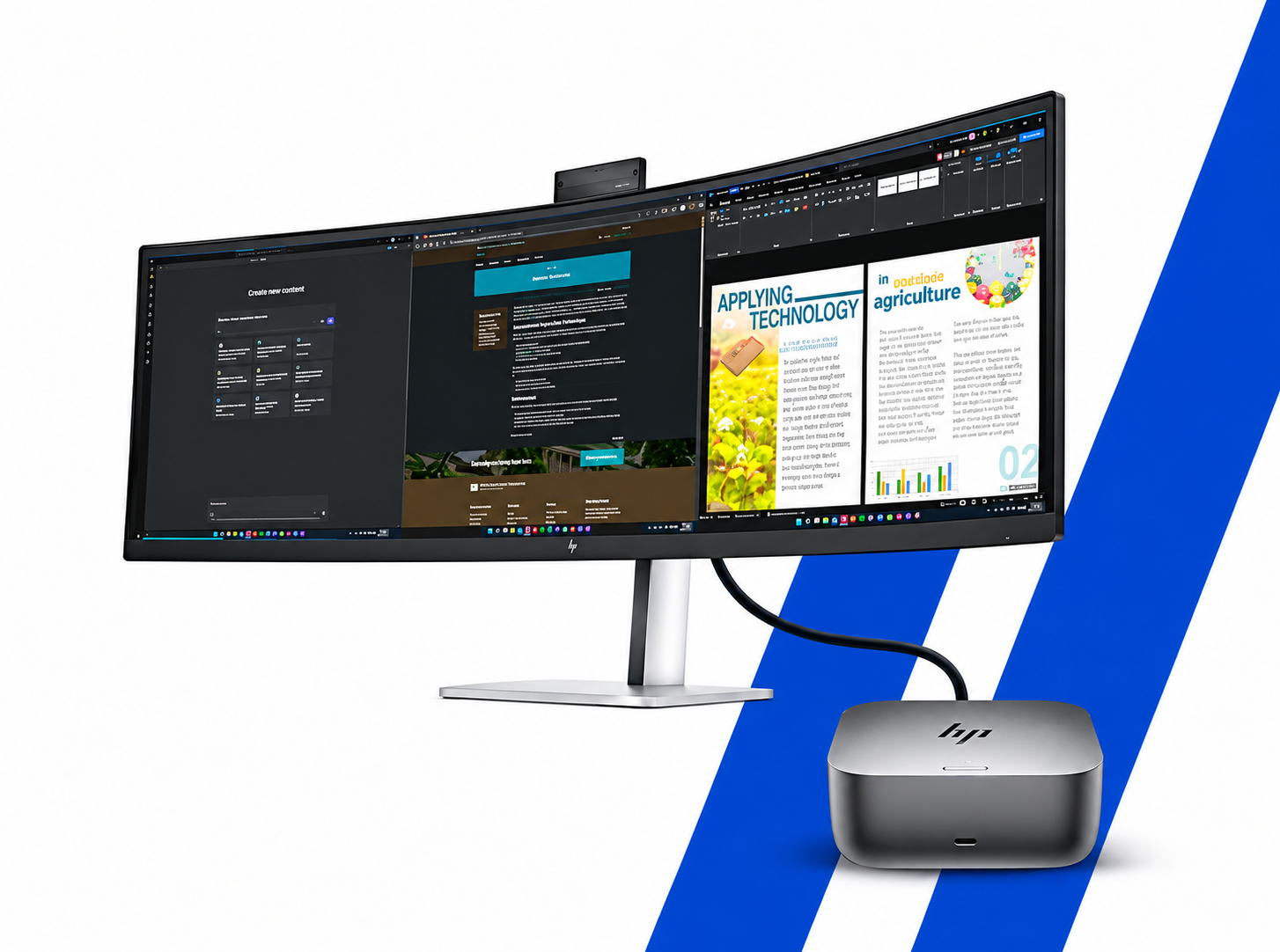 HP Series 5 Pro 49 inch DQHD Conferencing Monitor with HP Dock